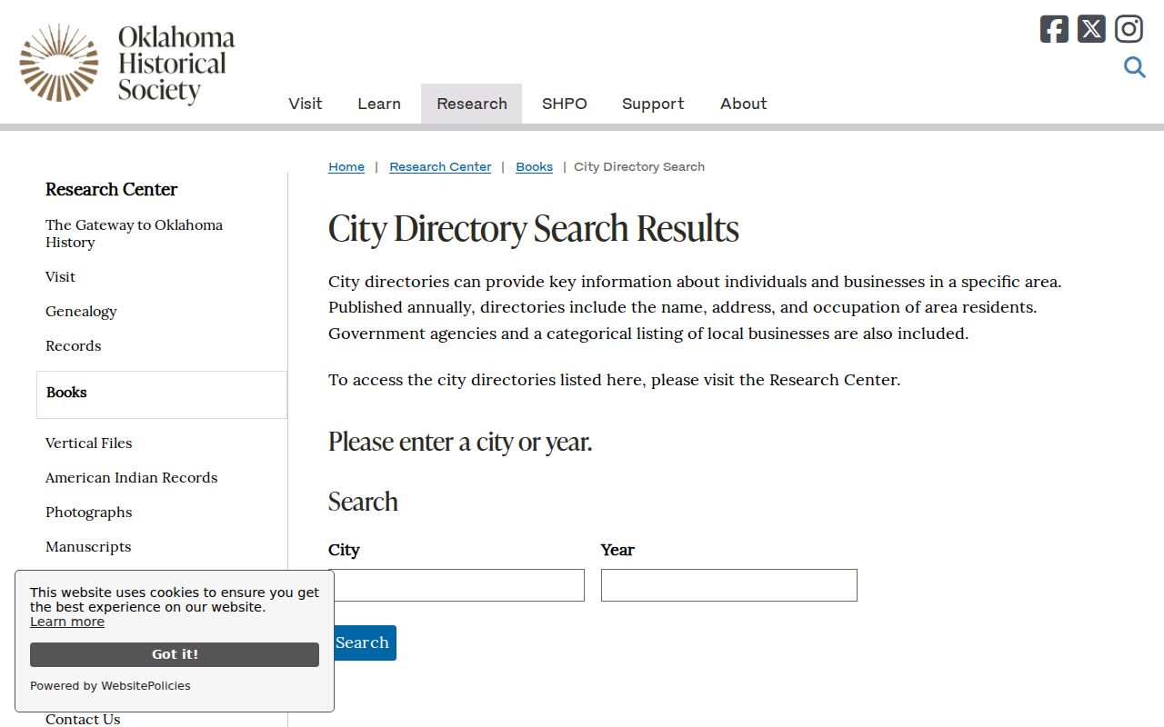 Midwest City city directory search at the Oklahoma Historical Society