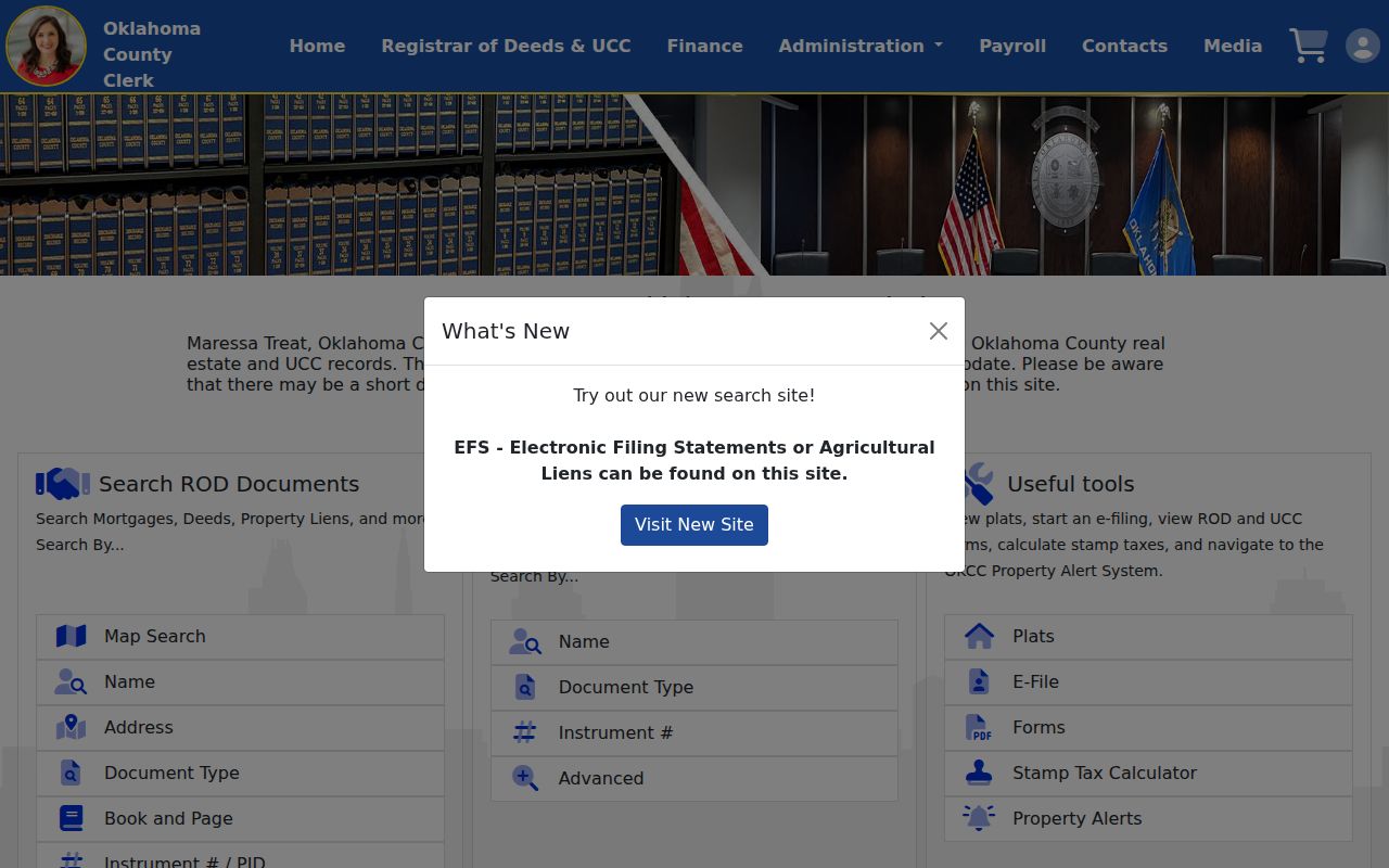 Midwest City residents directory view of Oklahoma County recorder portal