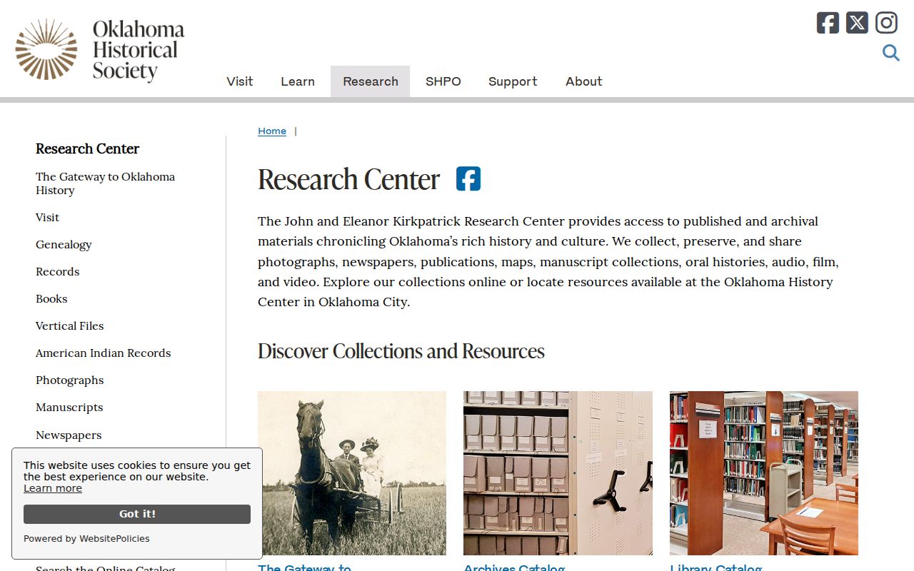 Midwest City residents directory view of Oklahoma Historical Society Research Center