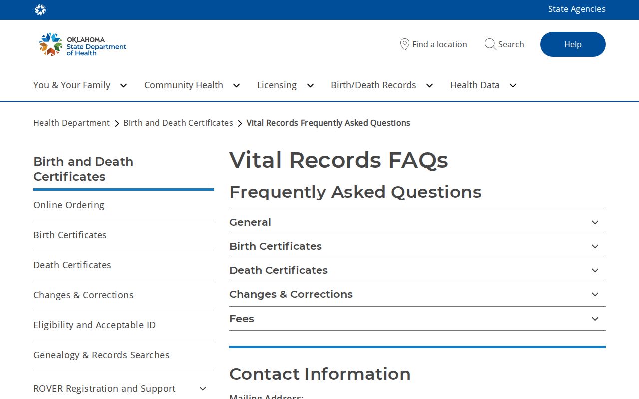 Midwest City residents directory view of Oklahoma vital records access rules