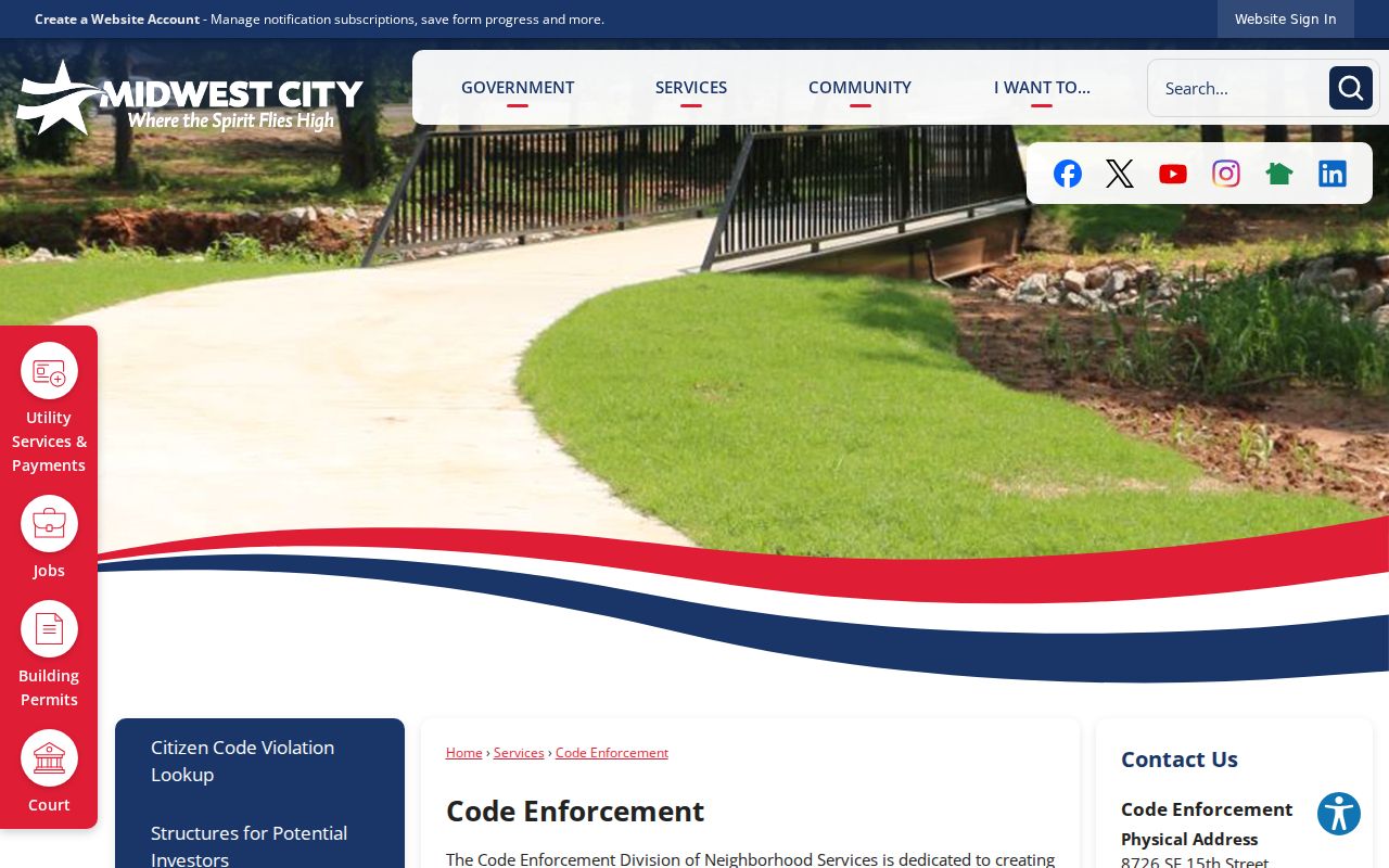 Midwest City neighbors code enforcement address route